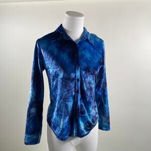 Vintage blue velvet button up